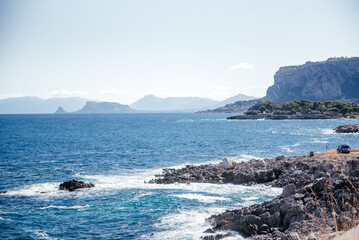 Rocky Coastline Near Palermo Sicily Seaside
