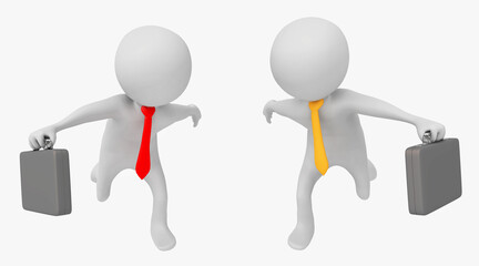 3D Figuren als rennende Geschäftsleute, Freisteller