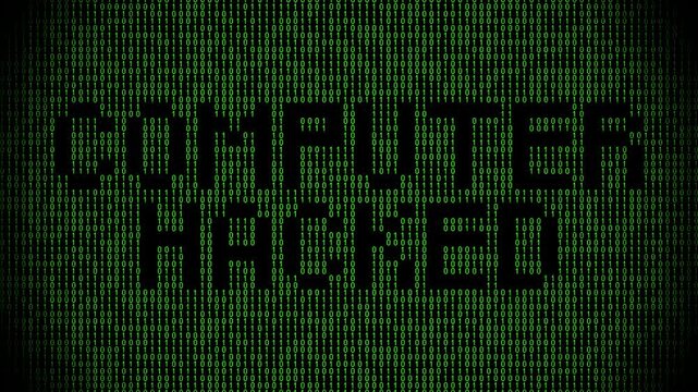 Message computer hacked on digital binary code background