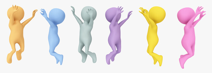 Hüpfende 3D Figuren, Freisteller