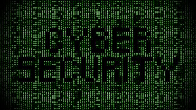 Message cyber security on digital binary code background