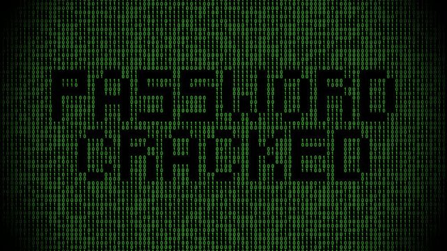 Message password cracked on digital binary code background