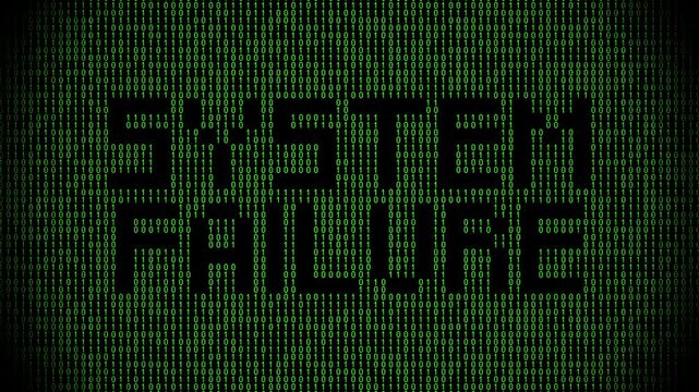 Message system failure on digital binary code background