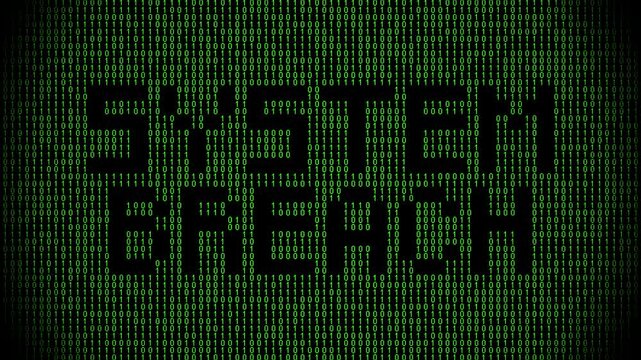 Message system breach on digital binary code background