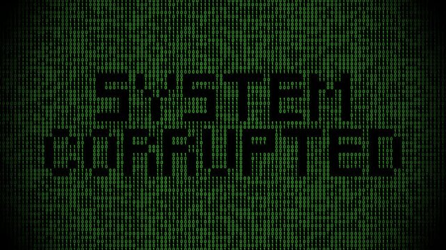 Message system corrupted on digital binary code background