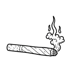 A lit cigarette emits smoke and flames against a white background.