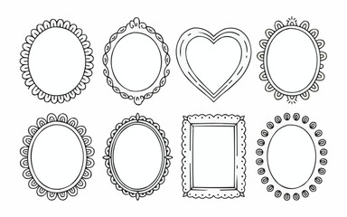 Obraz premium Charming hand drawn decorative frames and borders set perfect for scrapbooking invitations and vintage designs