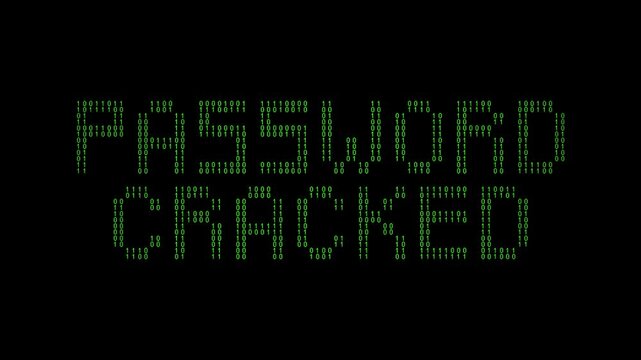Message password cracked on digital binary code background