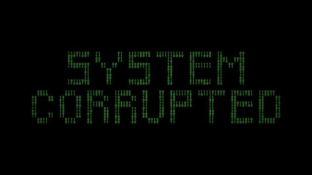 Message system corrupted on digital binary code background