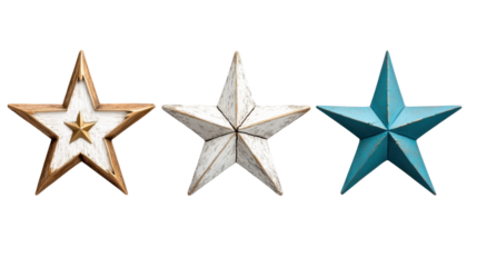 Three decorative stars on a transparent background
