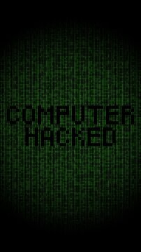 Message computer hacked on digital binary code background