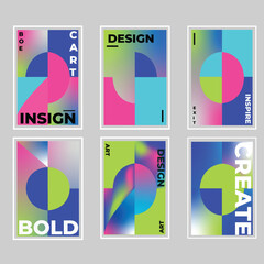 Modern Abstract Gradient Poster Set &mdash; Futuristic Geometric Design Templates with Bold Typography and Neon Colors