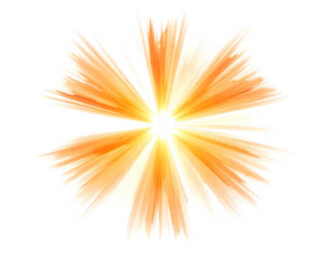 Bright, energetic, radial burst of orange and yellow light - Powered by Adobe
