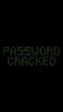 Message password cracked on digital binary code background