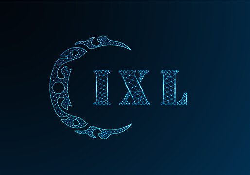 Low poly letter logo IXL design. IXL letter logo low poly vector design on blue color gradient background. IXL logo low poly design