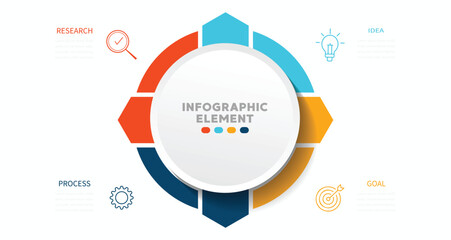 Business visualization infographic circle design template with 4 options, steps or processes. Business presentation. vector illustration. 