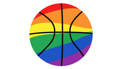 Obraz premium A basketball with the colors of the rainbow flag