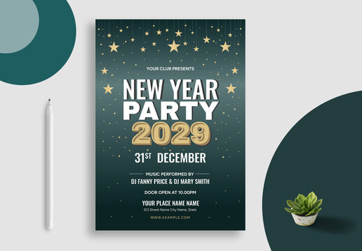 Elegant Happy New Year Party Flyer Layout
