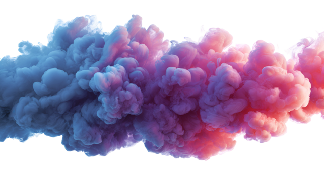 Abstract colorful smoke cloud gradient isolated on transparent background