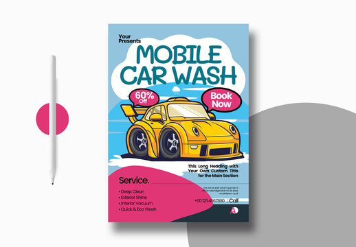 Modern Mobile Car Wash Flyer Design