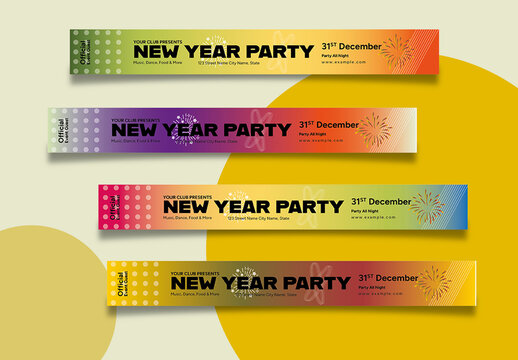 Vibrant Festival Wristband And Ticket Template