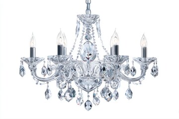 Crystal Chandelier Glamour Classic Lighting Fixture with Sparkling Detail on transparent background