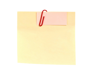 Blank yellow note paper with pink paper and red clip