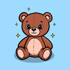 Cute Cartoon Teddy Bear Toy Vector Illustration
