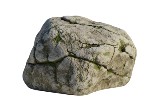 Rough textured stone with green moss rock boulder