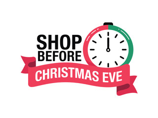 Shop before Christmas Eve with a countdown clock and banner.