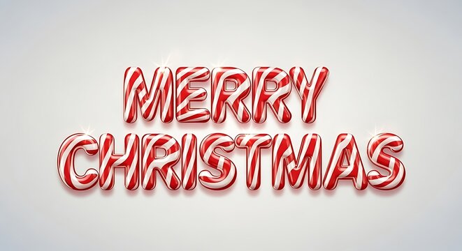 Festive merry christmas text made of candy cane letters for holiday greetings and seasonal designs adding a sweet and cheerful touch to your celebrations - Powered by Adobe