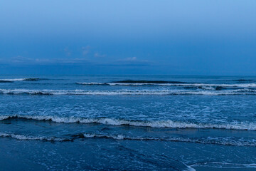 Morning landscape over the sea. Tyrrhenian Sea, Italy, Viareggio