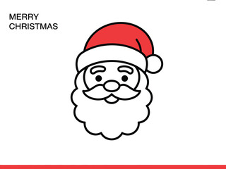 A graphic illustration of Santa Claus's face with a merry christmas message.