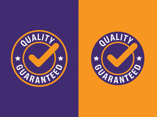 Two quality guaranteed seals with a checkmark are displayed on contrasting backgrounds.