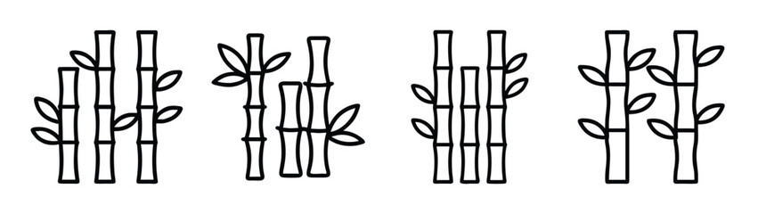 Bamboo forest illustration, asian bamboo stalks, oriental zen garden, bamboo plants drawing vector