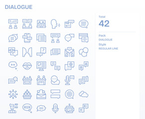 42 Regular Line Detail Enhanced Vector Icons for Dialogue Graphics