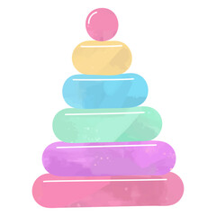 Watercolor illustration of a toy pyramid. Ideal for kids’ projects, posters, or playful digital illustrations.