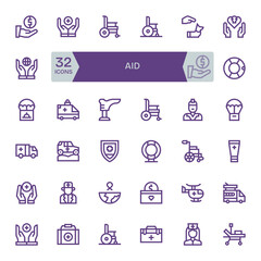 32 256x256 Bold Line Vector Icons optimized for Aid Display Perfect display