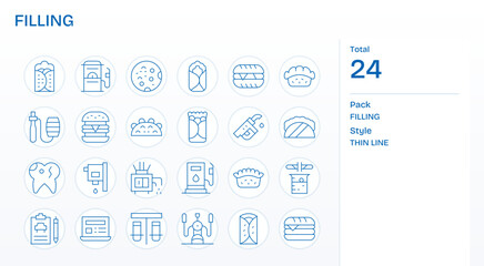 Filling Vector Icon Toolkit featuring 24 PIXEL Perfect 128x128 Thin Line elements