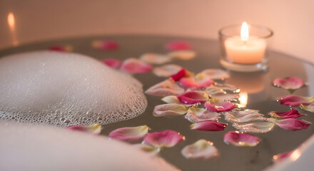 Relaxing Bubble Bath with Flower Petals