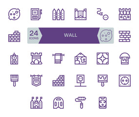 Wall Vector Icon Collection with 24 128x128 Bold Line Designs