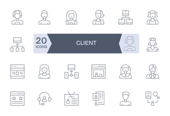Client Modern Vector Collection with 24 Thin Line Retina Ready Pixel Optimized Icons