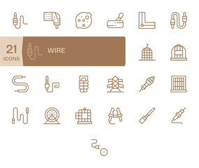 Regular Line Style Wire Vector Icons with 25 High Resolution Pixel Aligned Designs