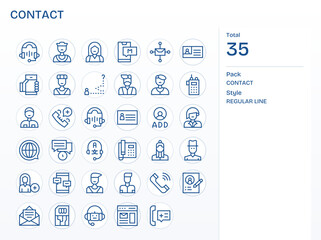 Contact Complete Vector Package with 35 256x256 Regular Line Detail Enhanced Icons