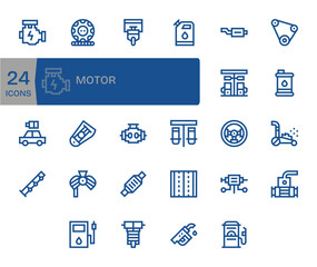 Motor including 24 64x64 Bold Line Vector Illustrations