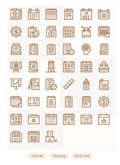 Planning Visual Pack containing 45 Bold Line Grid Fitted Vector Icons