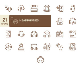 Headphones Vector Icon Repository containing 25 Regular Line 64x64 Grid Fitted graphics