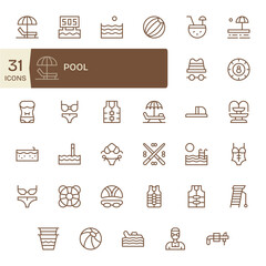 35 256x256 Vector Icons for Pool in Display Perfect Regular Line Format