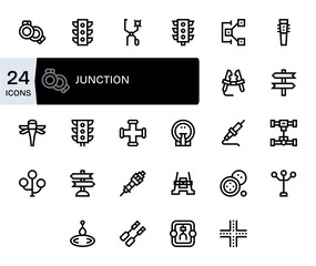 24 256x256 Vector Icons for Junction in Pixel Optimized Bold Line Format