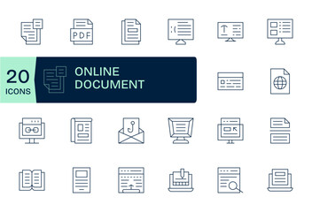 Fototapeta premium Online Document Vector Icon Repository containing 20 Thin Line 128x128 Grid Fitted graphics
